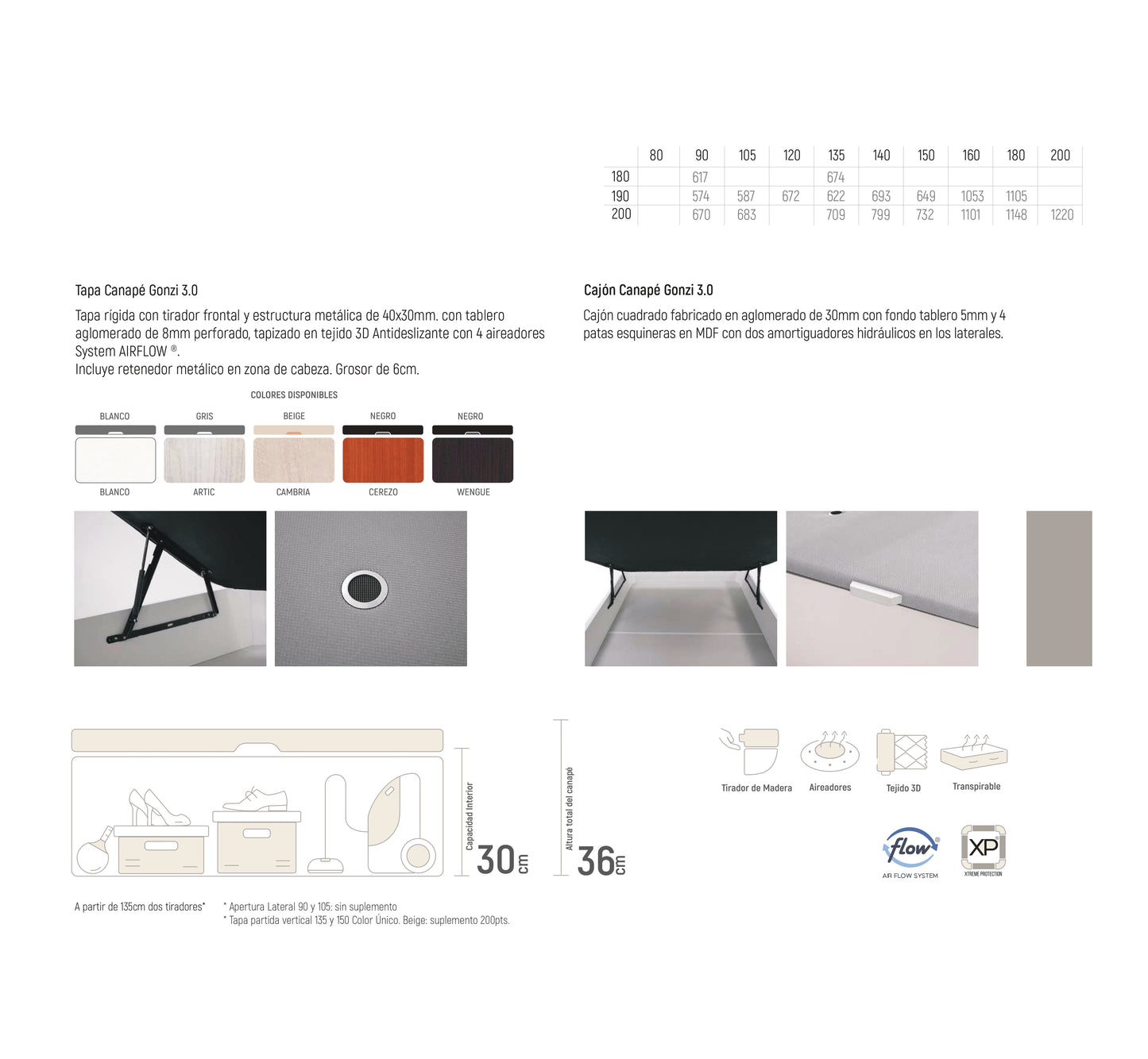 Canapé Gonzi 3.0 | Madera + Tejido 3D Antideslizante | 36 cm – Alta Capacidad | Apertura Frontal o Lateral