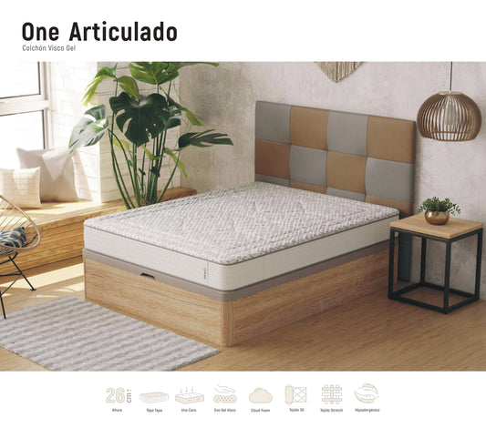 Colchón One Articulado | CloudFoam® + 5 cm EvoGel® Visco | 26 cm – Firmeza Media-Alta | Una Cara