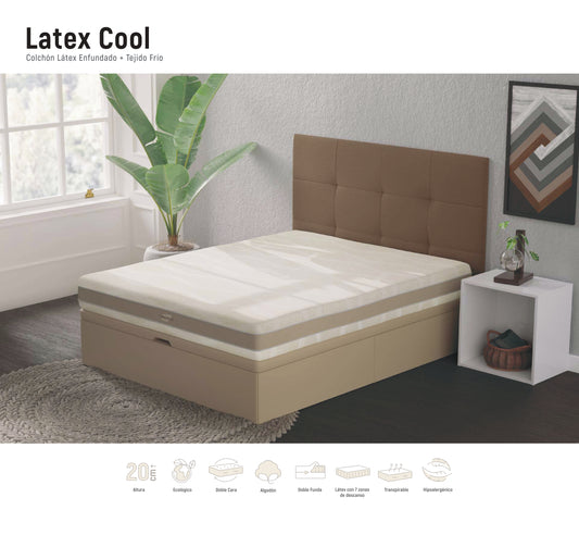 Latex Cool | Látex 18 cm con 7 zonas + Tejido Algodón y Lino | 20 cm – Firmeza Media-Alta | Doble Cara