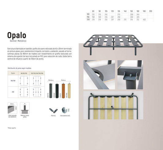 Somier Metálico Ópalo | Estructura de Acero Reforzado | Láminas Planas de Madera con Sistema Antirruido