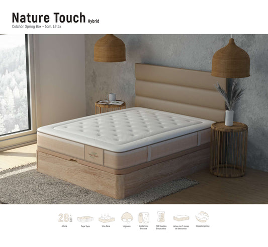 Colchón Nature Touch | Látex Natural + Muelles Ensacados | 28 cm – Firmeza Media-Alta
