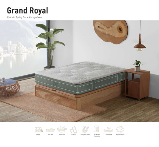 Colchón Grand Royal | Muelles Ensacados + Viscografeno | 33 cm – Firmeza Alta