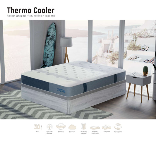 Colchón Thermo Cooler | Muelles Ensacados + Visco Gel + Tejido Frío | 30 cm – Firmeza Media-Alta